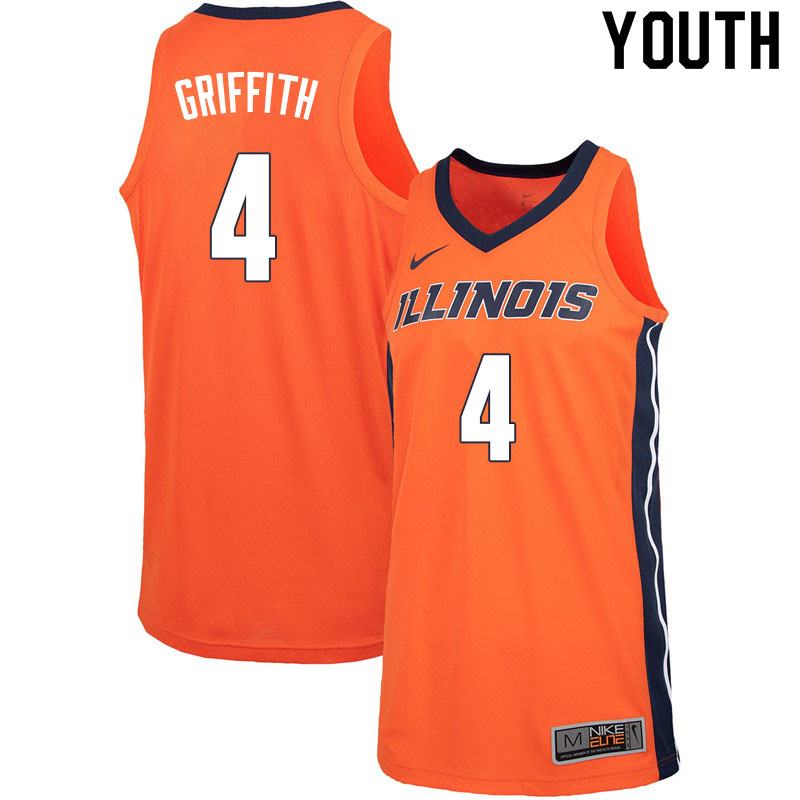 Youth #4 Zach Griffith Illinois Fighting Illini College Basketball Jerseys Sale-Orange